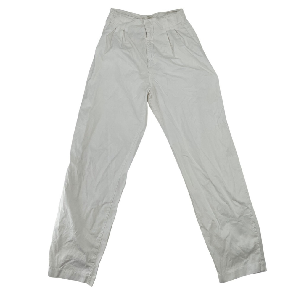 DOEN Women Pants High Waisted Pleated White Cotton Twill Size 6